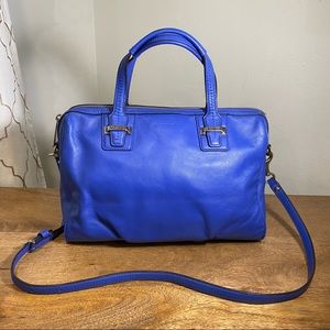 Coach Taylor Leather Satchel- Marine Blue/ Cobalt